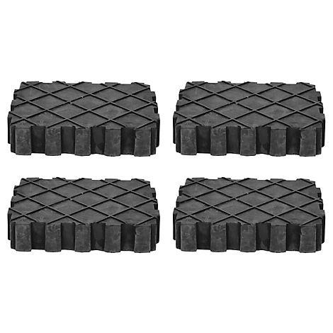 Vier schwarze, rechteckige Gummipads mit Wabenmuster.