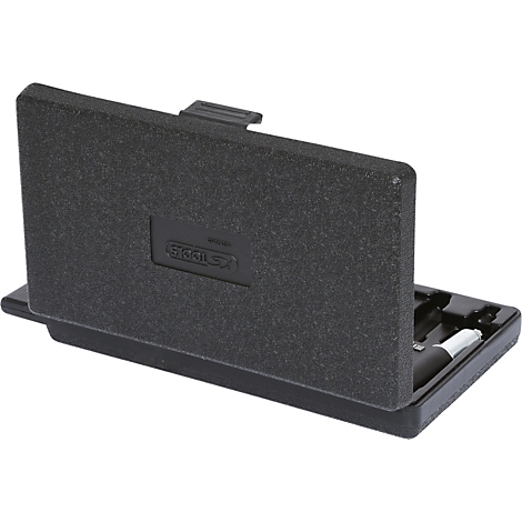 Schwarzer Werkzeugkasten mit Werkzeug, K-TOOLS Logo sichtbar.