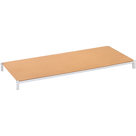 A light brown child's bed with a white metal frame, on a white background.