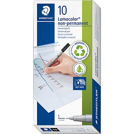 A hand holding a pen drawing on paper, next to it the packaging with product name, logo and information.