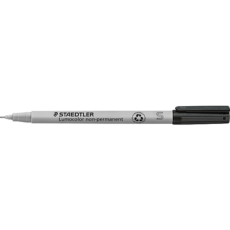 A gray Staedtler Lumocolor pen. The pen says Staedtler Lumocolor non permanent.