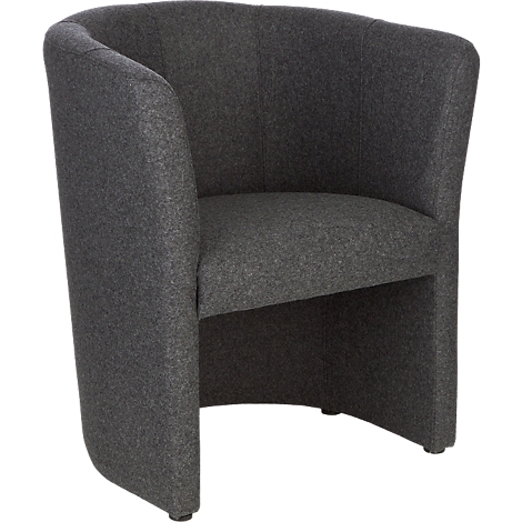 Grey cocktail armchair with high back and armrests.