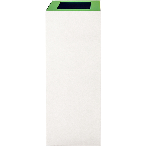 Prise de vue verticale d'un objet blanc avec un dessus vert biseauté et une découpe noire.