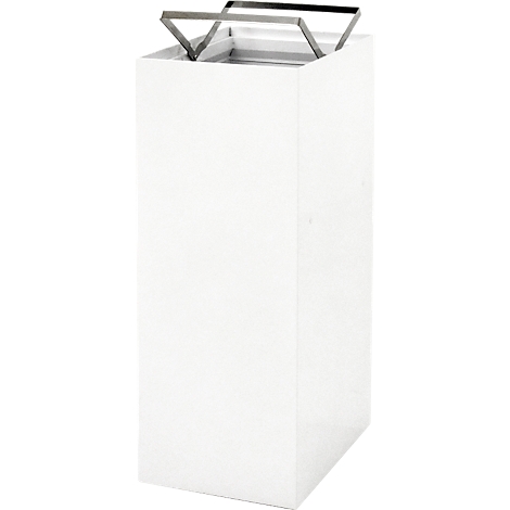 Witte, rechthoekige container met metalen beugels.
