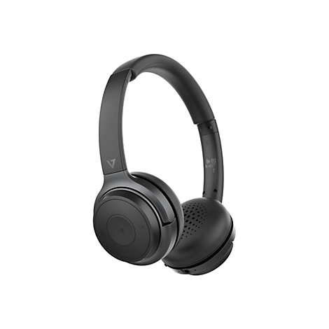 Casque noir, vue dÃ©taillÃ©e. Rembourrage, arceau rÃ©glable et Ã©lÃ©ments de contrÃ´le.
