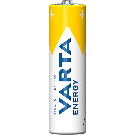 Yellow Varta Energy battery, lettering in blue.