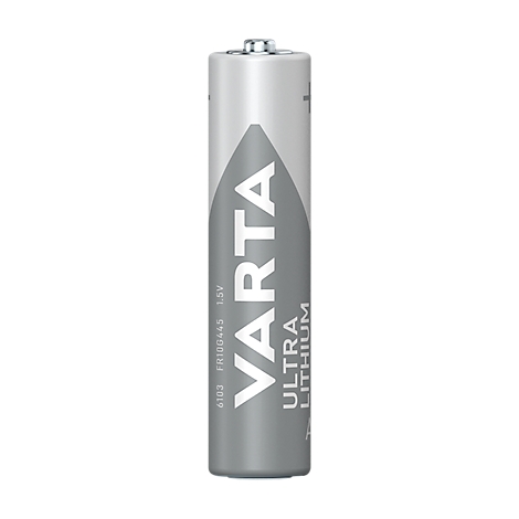 A gray battery, with white lettering: VARTA, Ultra Lithium.