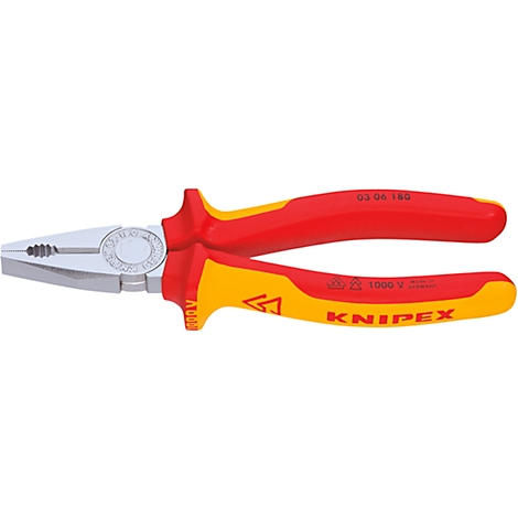 Knipex pliers, red-yellow handles, silver plier heads.