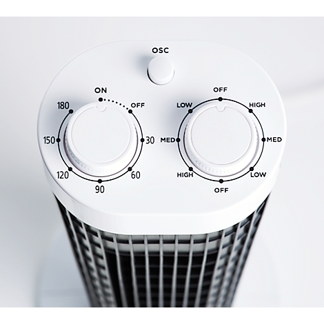 Ventilateur colonne - 3 vitesses - Ø 193 x H 750 mm - blanc