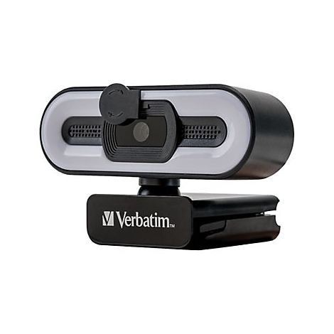 Webcam mit LED-Beleuchtung und Verbatim-Logo.