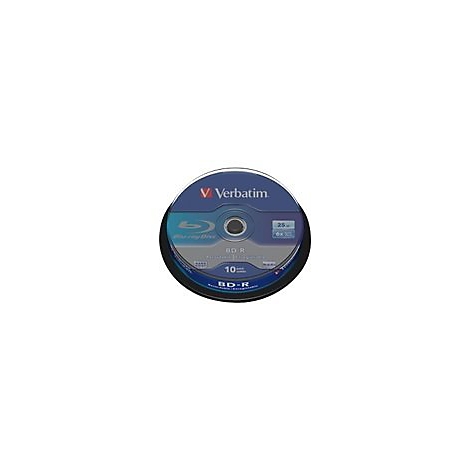 Blaue Blu-ray-Discs in einer transparenten Halterung, mit dem Verbatim-Logo und Angaben zur SpeicherkapazitÃ¤t.
