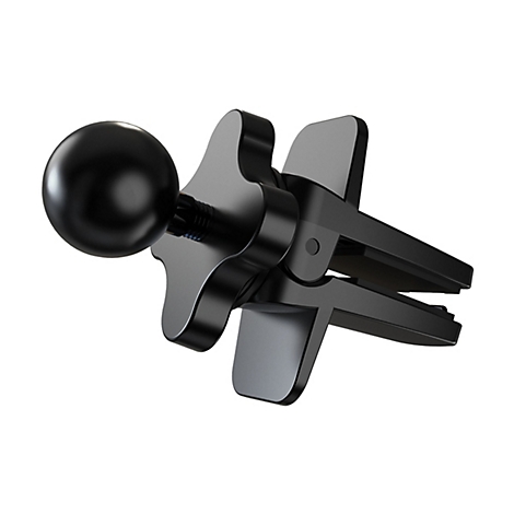 Support de ventilation de voiture noir détaillé, rotule et pinces. Isolé sur fond blanc.