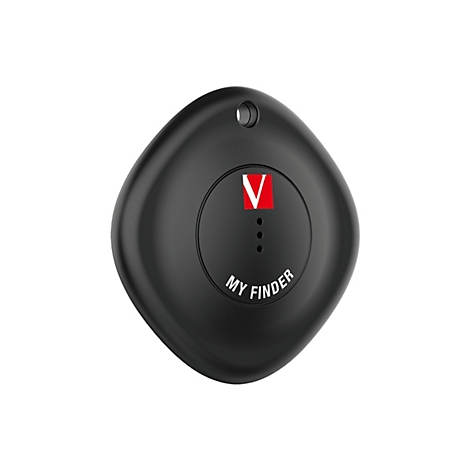Schwarzer, tropfenförmiger Finder mit rotem V-Logo, drei Punkten und "MY FINDER" Schriftzug.