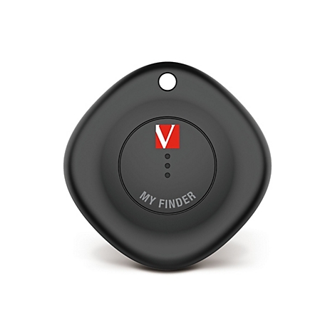 Tracker noir en forme de goutte, avec le logo « V » et l'inscription « My Finder ».