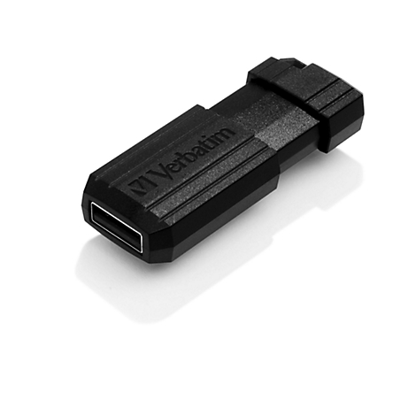 Black USB stick with the word Verbatim. The product is on a white background.