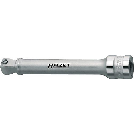 Verlengstuk voor een ratelset. Zilverkleurig, met HAZE-logo.