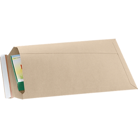 Vollpappe Versandtaschen Weiß DIN A3 - 455x320mm Bis 50mm Füllhöhe, Mit Aufreißfaden & Klebeverschluss