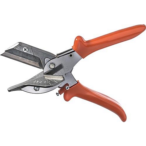 Tang met oranje handgrepen en zilveren bladen open, ideaal voor het snijden van materialen.