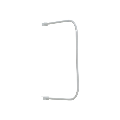 White painted curved metal bracket. Upper and lower mount, isolated.
