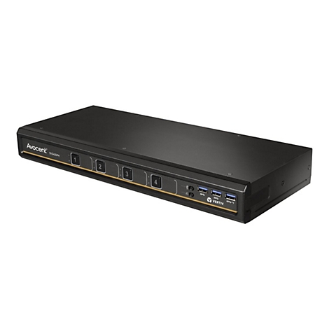 Schwarzer KVM-Switch mit Beschriftung Avocent SV240DPH und Anschlüssen.