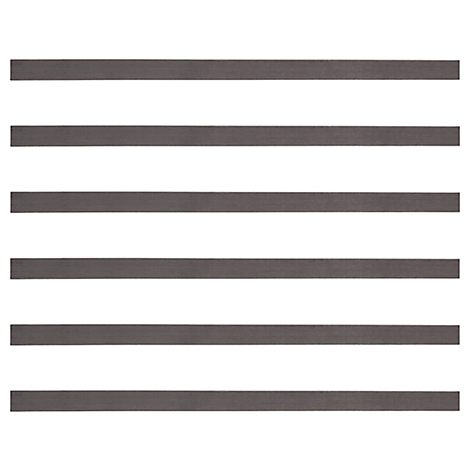 Zes horizontale grijze balken tegen een witte achtergrond.