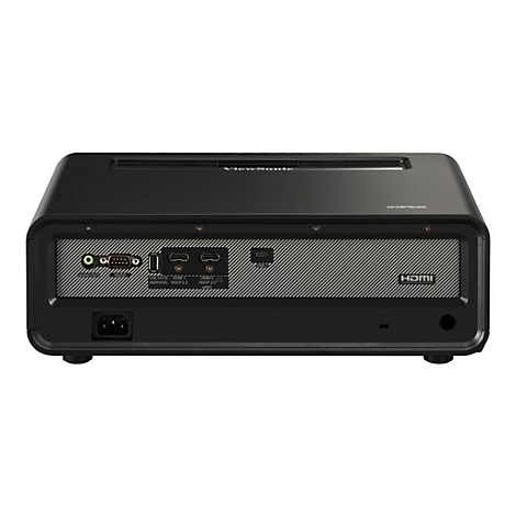 Projecteur ViewSonic noir, vue arrière avec ports, dont HDMI et sortie audio.