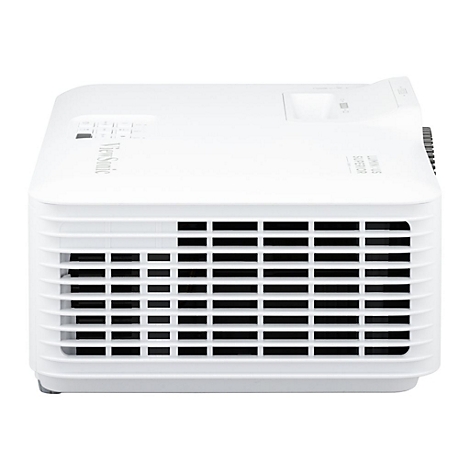 Projecteur ViewSonic blanc ; fentes d'aération à l'avant, lettrage Luminus Superior.