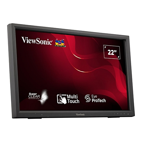 Schwarzer ViewSonic Monitor mit 22 Zoll Display und Multi-Touch-Funktion.