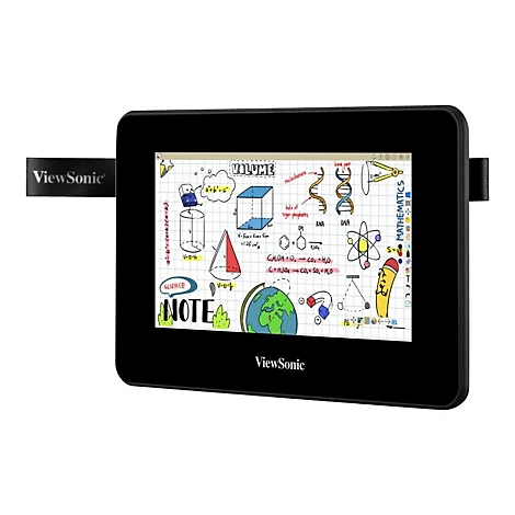 Schwarzes ViewSonic-Tablet mit Notizen über Mathematik, Wissenschaft und DNA-Illustrationen.