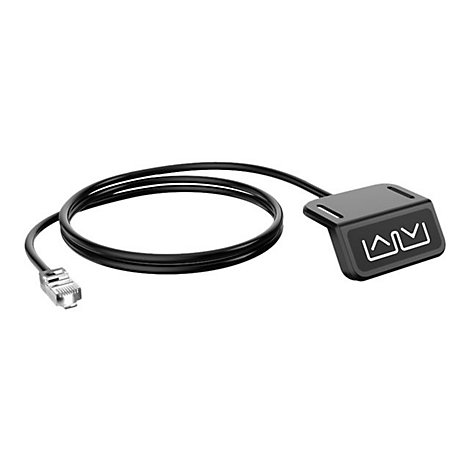 Schwarze Steuerung mit Kabel und Pfeilsymbolen. Rechts neben dem Kabelanschluss befinden sich zwei Pfeiltasten.