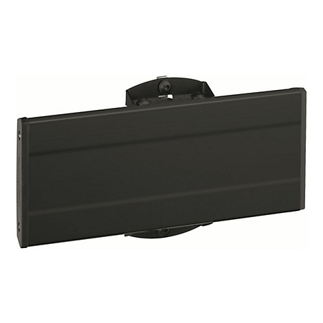 Schwarze, rechteckige Leuchte an Halterung, vor weißem Hintergrund.