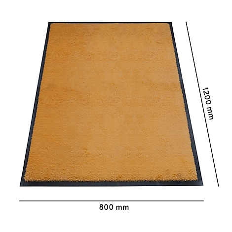 Beige deurmat met een zwarte rand. Afmetingen: 1200 mm x 800 mm.