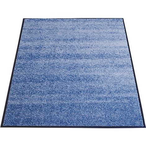 Rechthoekig donkerblauw tapijt met een zwarte rand op een witte achtergrond.