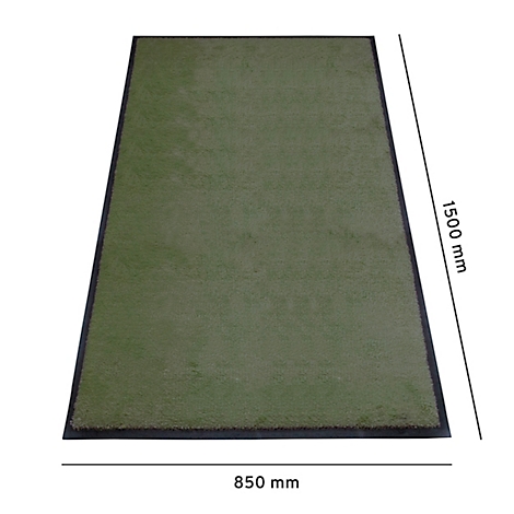 Rechthoekige golf afslagmat met groen oppervlak en zwarte randen, afmetingen: 1500 x 850 mm.