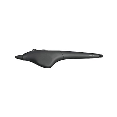 Schwarzer Stift für Grafiktablett, ergonomisches Design, mit Wacom-Logo.
