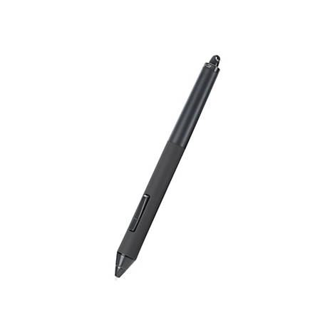 Ein schwarzer Wacom Stift vor weißem Hintergrund. Der Stift ist abgewinkelt dargestellt.