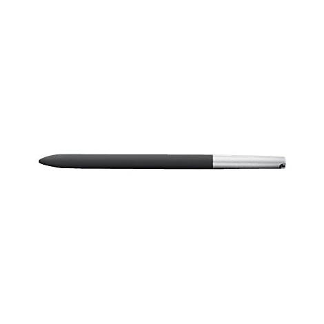 Stylet noir et argentÃ© sur fond blanc. Pointe, tige et extrÃ©mitÃ© clairement visibles.