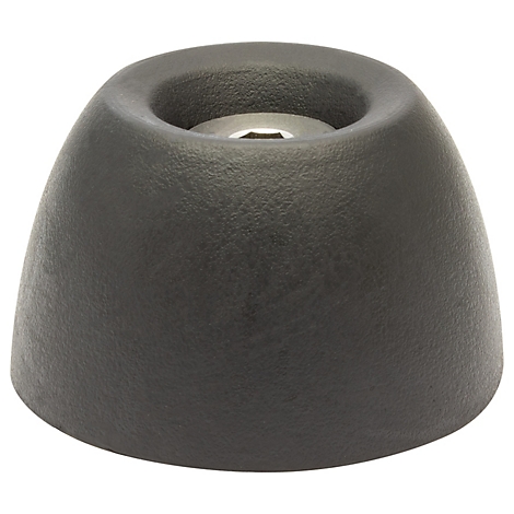 Dunkelgraue, pilzförmige Gummiabdeckung mit Sechskantschraube in der Vertiefung.