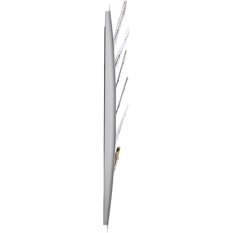 Gray object with curved elements and several rods protruding from one side.
