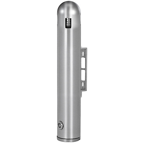 Zylindrischer Metallpfosten mit abgerundeter Oberseite, Halterung und kleinem, rundem Element an der Unterseite.