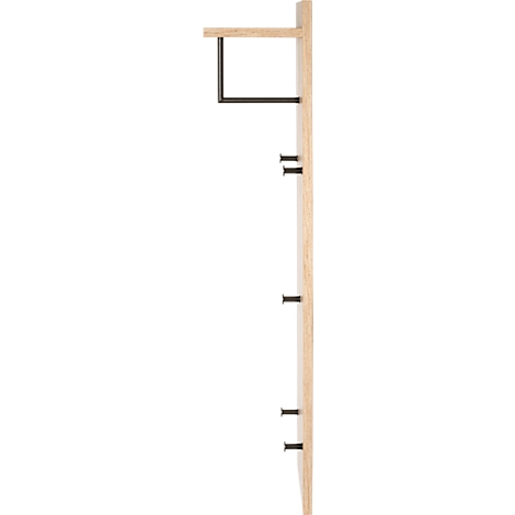 Holzregal mit schwarzem Metallrahmen, Schrauben zur Befestigung an der Wand.