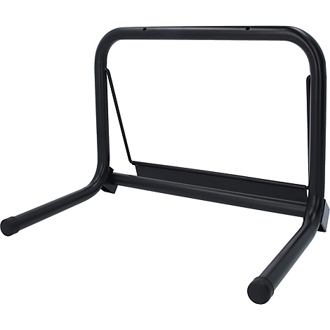 Schwarzer Papierhandtuchhalter aus Metall. U-förmig, mit Standfüßen.