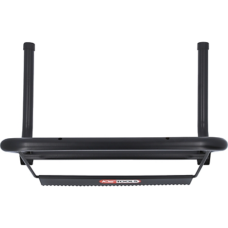 Schwarze Werkzeugablage mit zwei Halterungen und einer geriffelten Ablage. Das Logo "KS TOOLS" ist sichtbar.