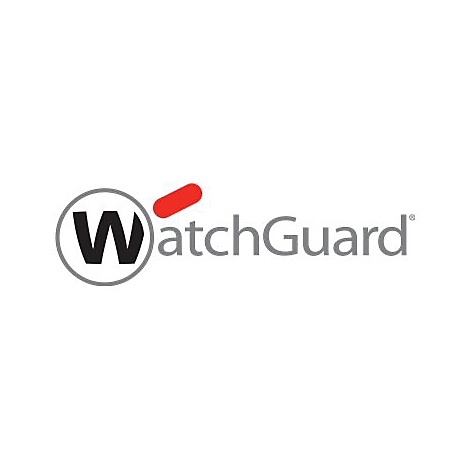 WatchGuard Logo: Großes schwarzes W im grauen Kreis, rotes Element darüber, grauer Schriftzug.