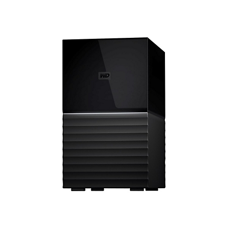 Disque dur externe noir avec logo WD.