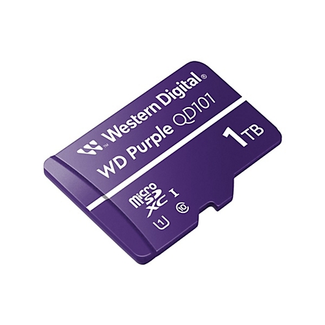 Violette Micro-SD-Karte von Western Digital mit 1 TB Speicherkapazität.