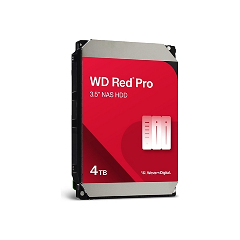 Disque dur WD Red Pro avec façade rouge, texte blanc et capacité de 4 To.