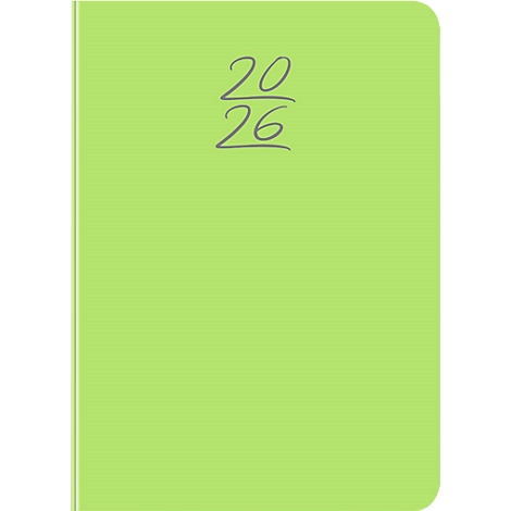 Green notebook with "20 26" written on it.