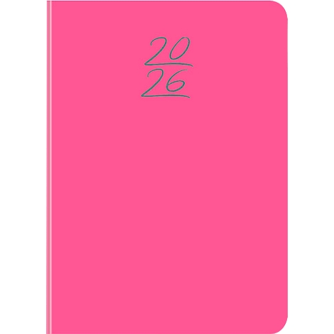 Pink notebook with grey inscription 2026.
