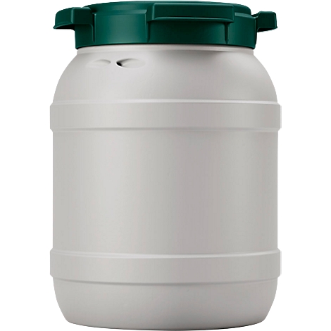 Weithalsfass, Volumen 6 l, mit Deckel, mit UN-Zertifizierung, wasserdicht, stapelbar, L 198 x B 198 x H 265 mm, R-HDPE, grau-grün